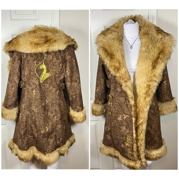 Baby Phat Jackets & Blazers - Baby Phat Vintage Coat Jacket Brown Fur Womens Mob Wife Penny Lane Y2K